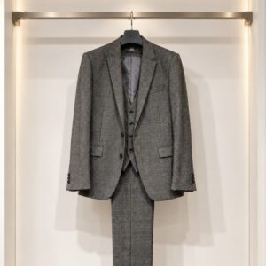 남성 3pcs 체크 싱글 수트